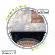 Funda elástica negra para mesa rectangular de 180 cm Aktive - 61548