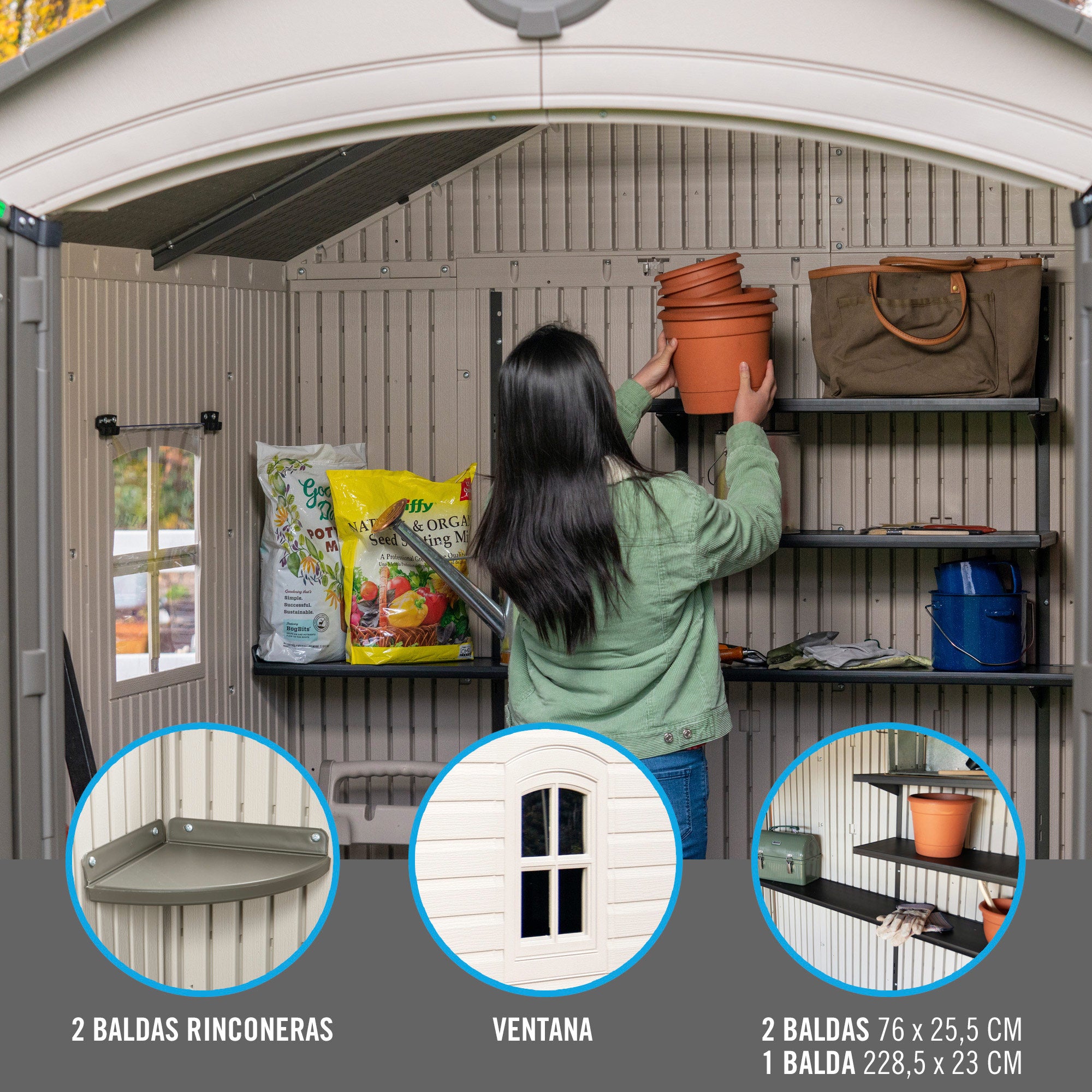 Caseta de jardín con suelo y ventana 4,9 m2 - 92309