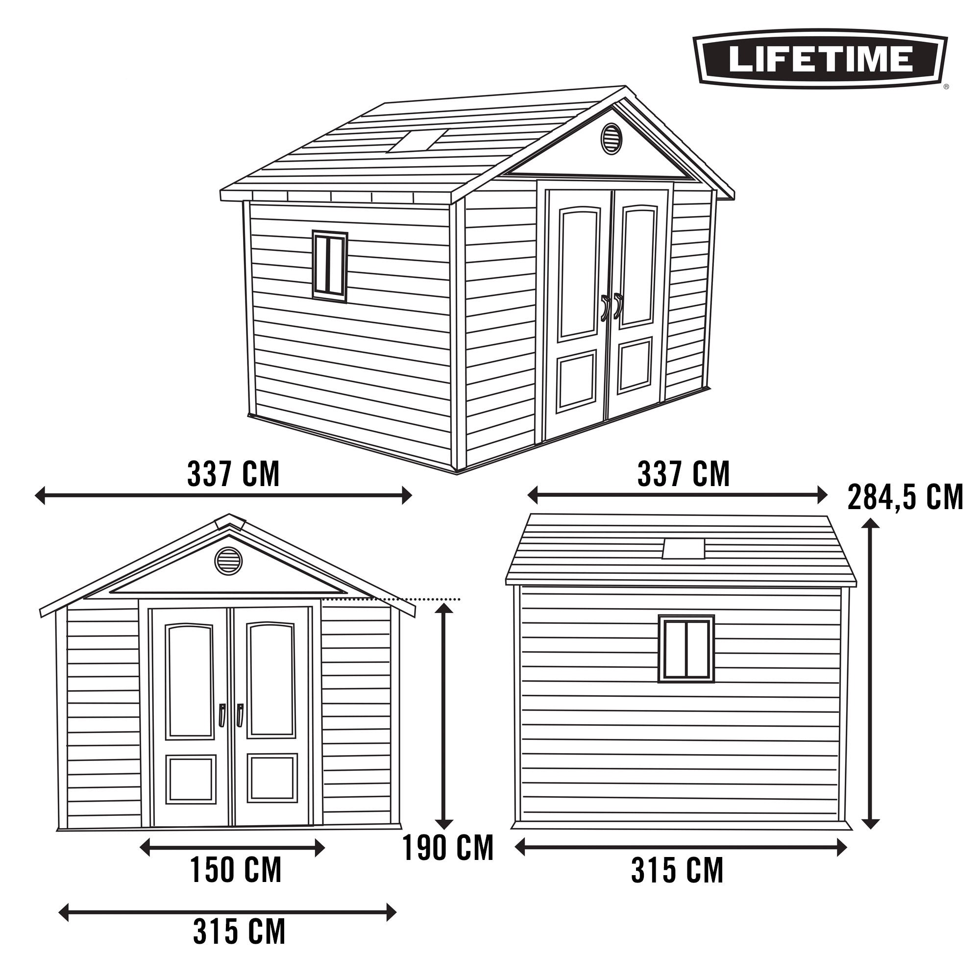 Caseta de jardín con suelo y ventanas 11 m2 - 92310