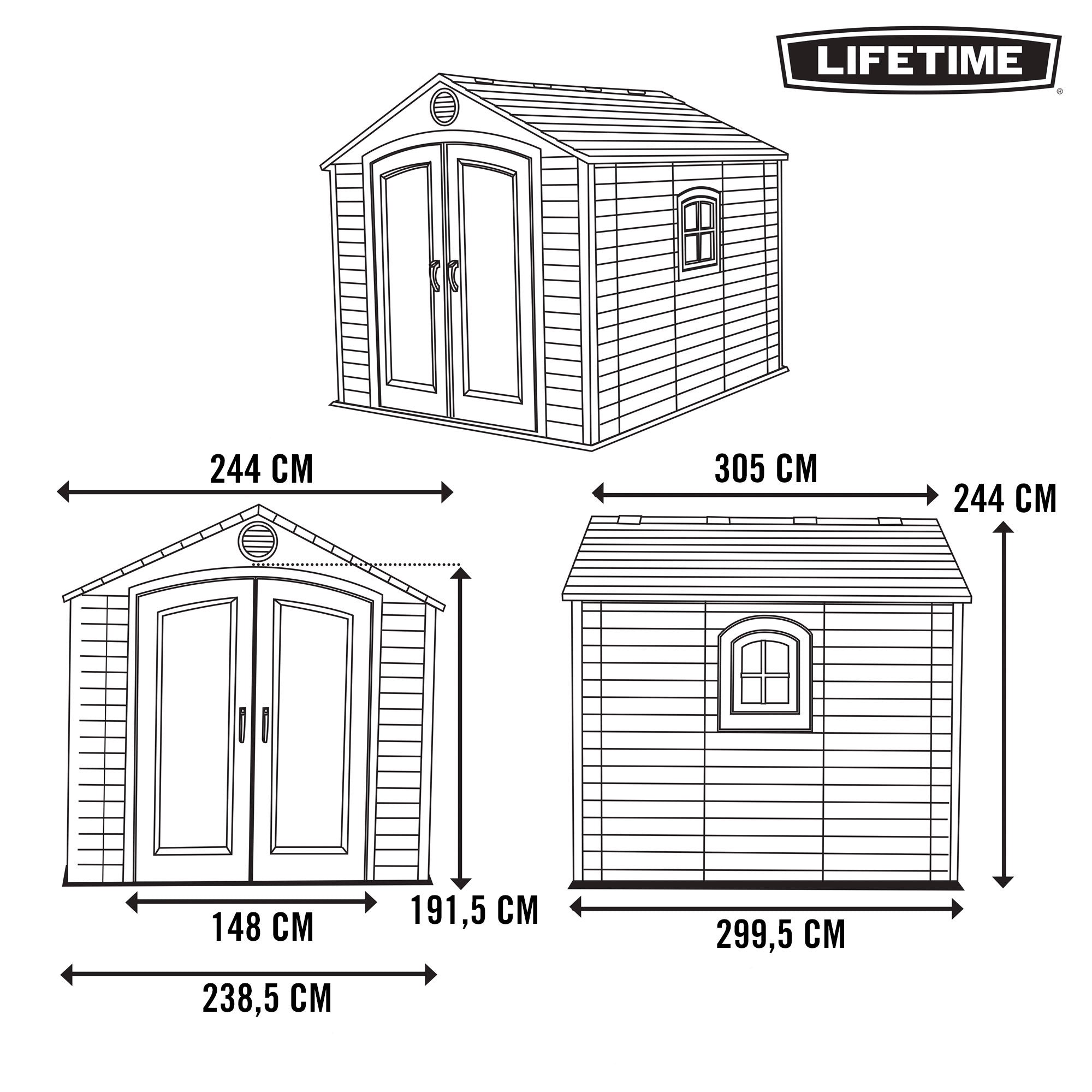 Caseta de jardín con suelo y ventana 6,6 m2 - 92308 - Lifetime