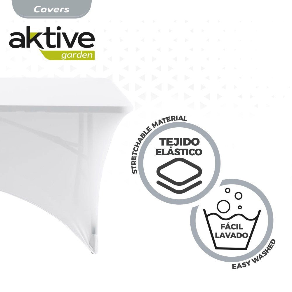 Funda elástica blanca para mesa rectangular de 120 cm Aktive - 61545 - Lifetime