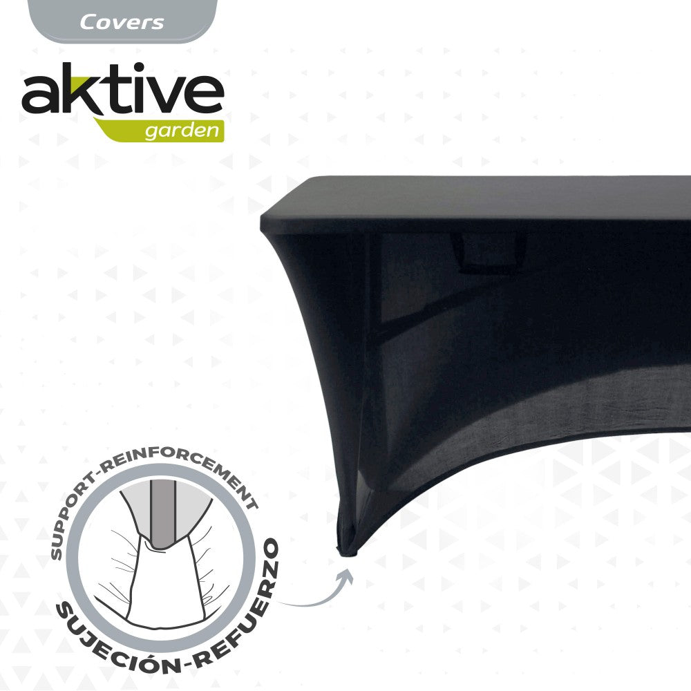 Funda elástica negra para mesa rectangular de 180 cm Aktive - 61548 - Lifetime