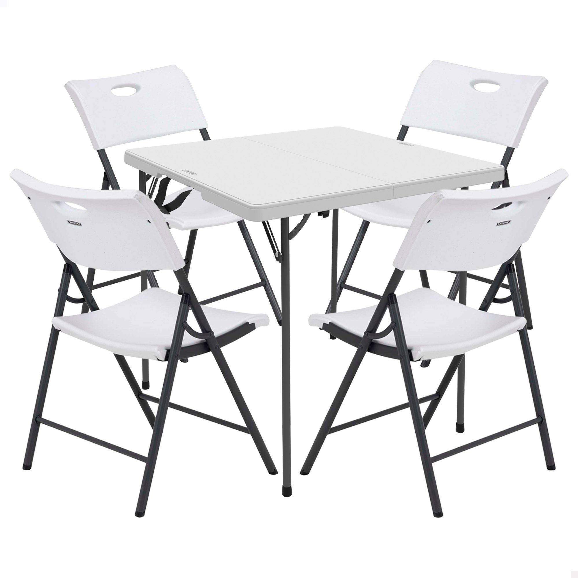 Pack mesa cuadrada plegable + 4 sillas plegables color blanco - Lifetime