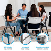 Pack mesa cuadrada plegable + 4 sillas plegables color blanco - Lifetime