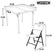 Pack mesa cuadrada plegable + 4 sillas plegables color blanco - Lifetime
