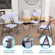 Pack mesa plegable 182x76 cm + 6 sillas plegables color blanco - Lifetime