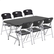 Pack mesa plegable 182x76 cm + 6 sillas plegables color negro - Lifetime