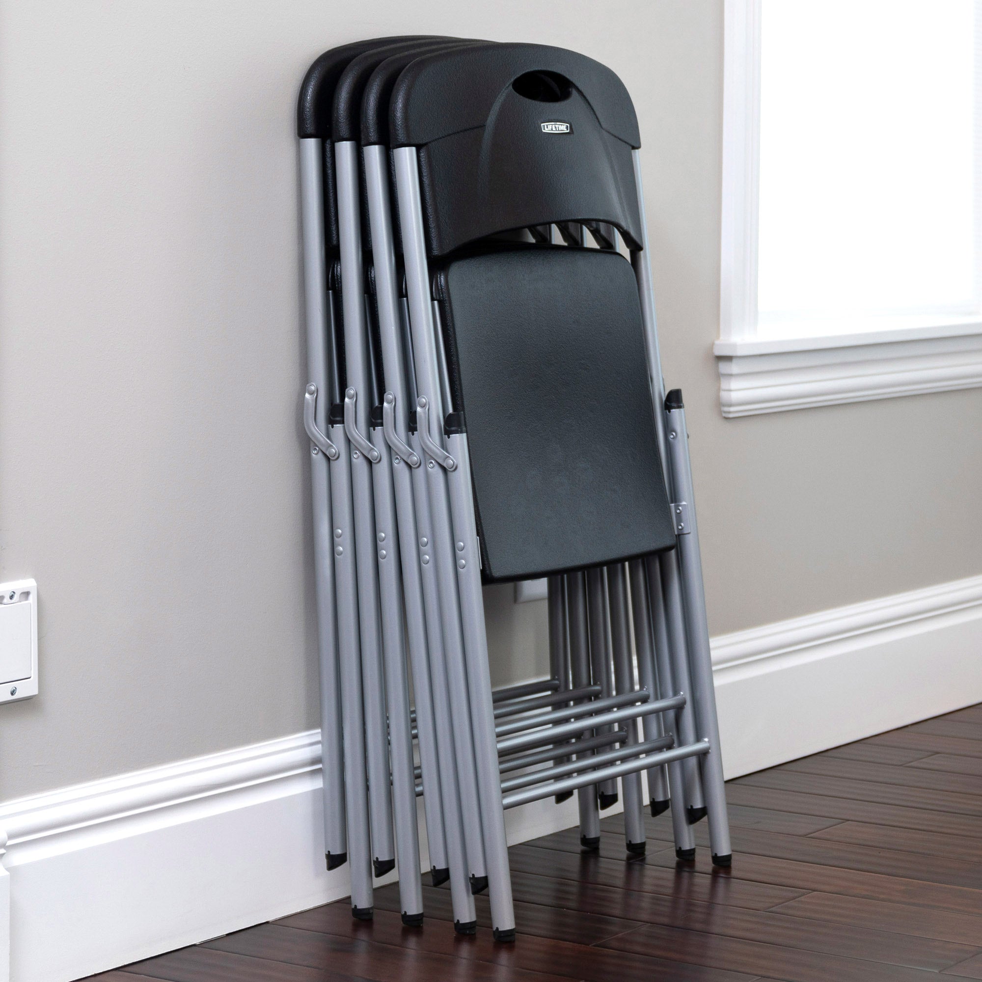 Pack mesa plegable 183x76 cm + 6 sillas plegables color negro - Lifetime