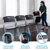 Pack mesa plegable 183x76 cm + 6 sillas plegables color negro - Lifetime