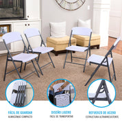 Pack mesa plegable 185x76 cm + 6 sillas plegables color blanco - Lifetime