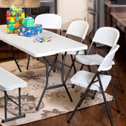 Pack mesa plegable 185x76 cm + 6 sillas plegables color blanco - Lifetime