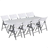 Pack mesa plegable 243,8x76,2 cm + 8 sillas plegables color blanco