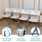 Pack mesa plegable 243,8x76,2 cm + 8 sillas plegables color blanco - Lifetime