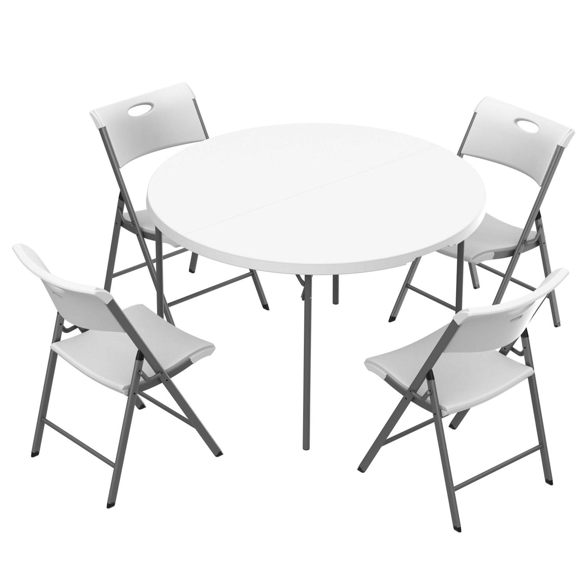 Pack mesa redonda plegable Ø122 cm + 4 sillas plegables color blanco - Lifetime
