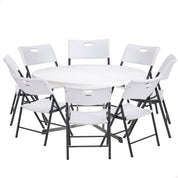 Pack mesa redonda plegable Ø152 cm + 8 sillas plegables color blanco - Lifetime