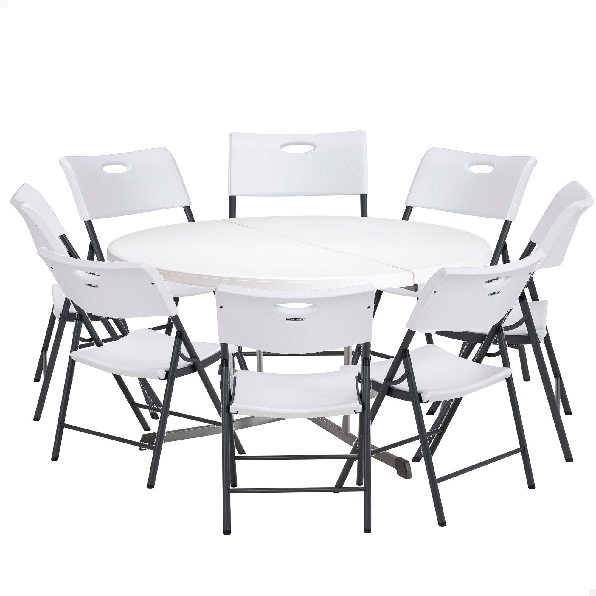Pack mesa redonda plegable Ø152 cm + 8 sillas plegables color blanco - Lifetime