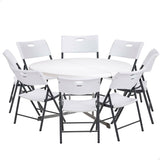 Pack mesa redonda plegable Ø152 cm + 8 sillas plegables color blanco