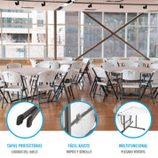 Pack mesa redonda plegable Ø152 cm + 8 sillas plegables color blanco - Lifetime