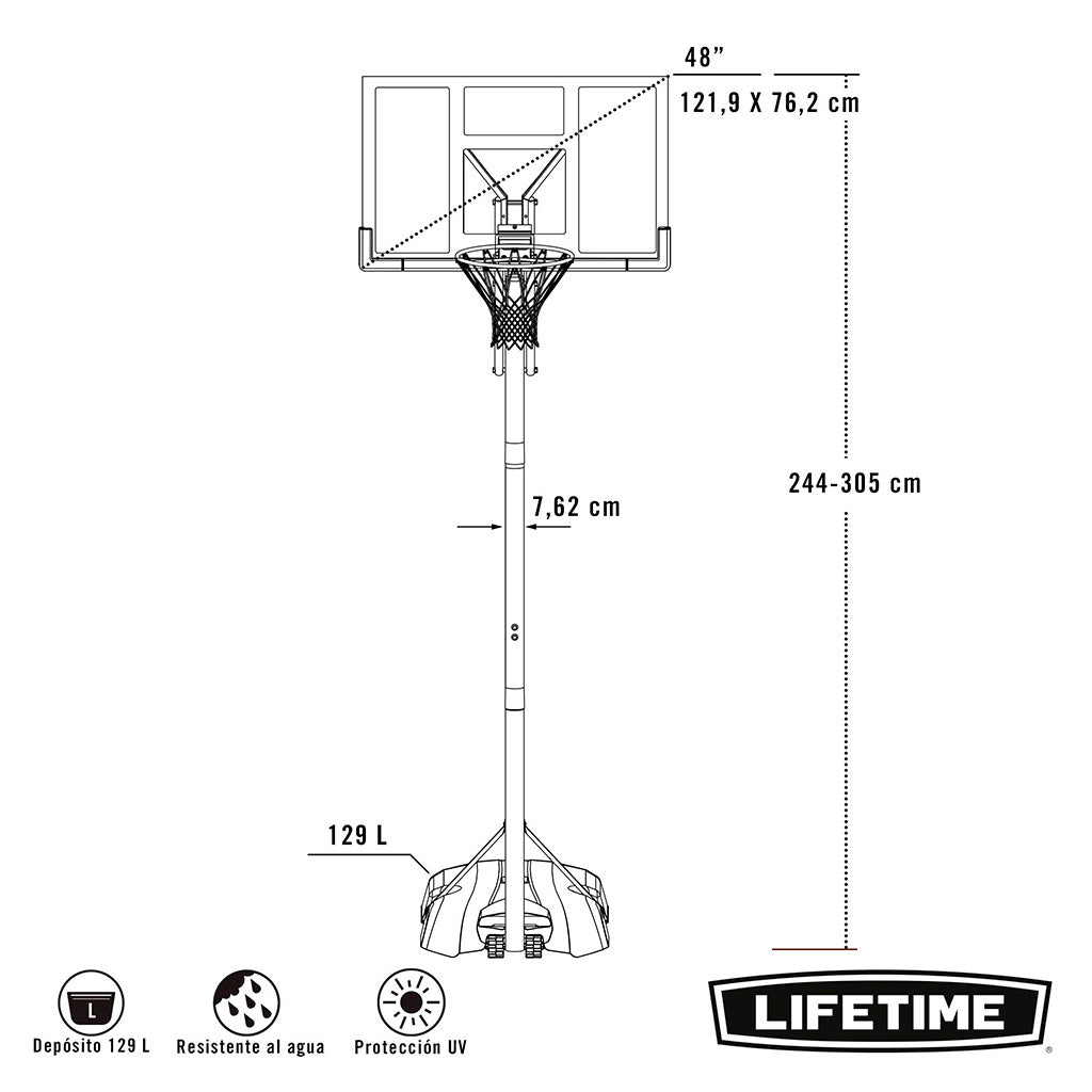 Canasta de baloncesto Slam-It altura regulable - 245/305 cm - 92400 - Lifetime