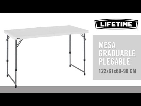 Mesa plegable ajustable en altura blanco 122 x 61 x 56-91 cm - 92100