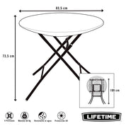 Mesa auxiliar plegable redonda blanco - Ø84 x 74 cm - 92104 - Lifetime