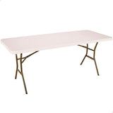 Mesa rectangular patas plegables crema 183 x 76 x 74 cm - 92122